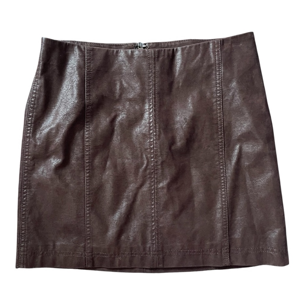 #188, Free people vegan brown leather mini skirt, size 8